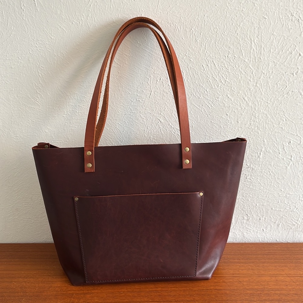 Large cognac tandles Portland leather goods classic tote